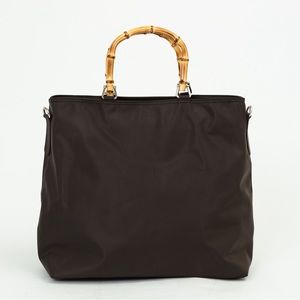 Vintage top handle tote chocolate brown 2 handle Moda International